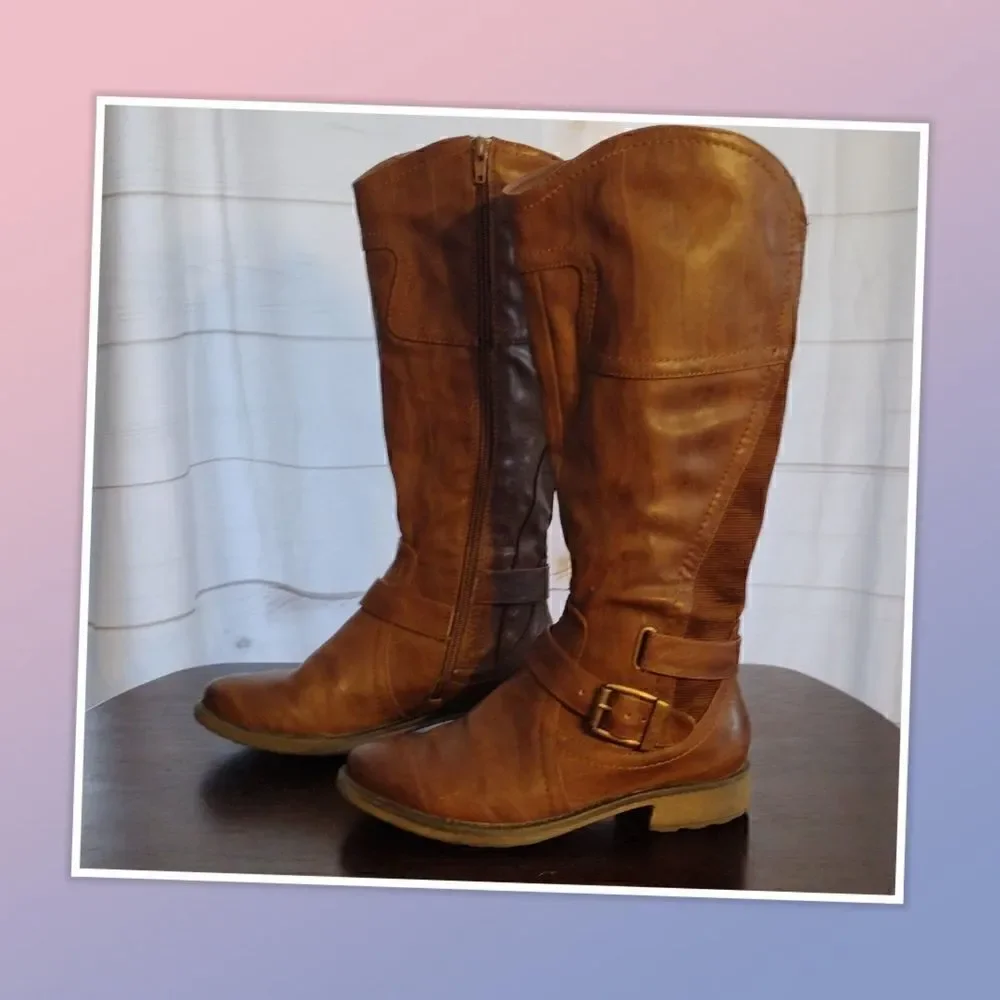 Bear Traps Alysha Vegan Fashion Boots Womens 6M Brown Faux Leather Knee High